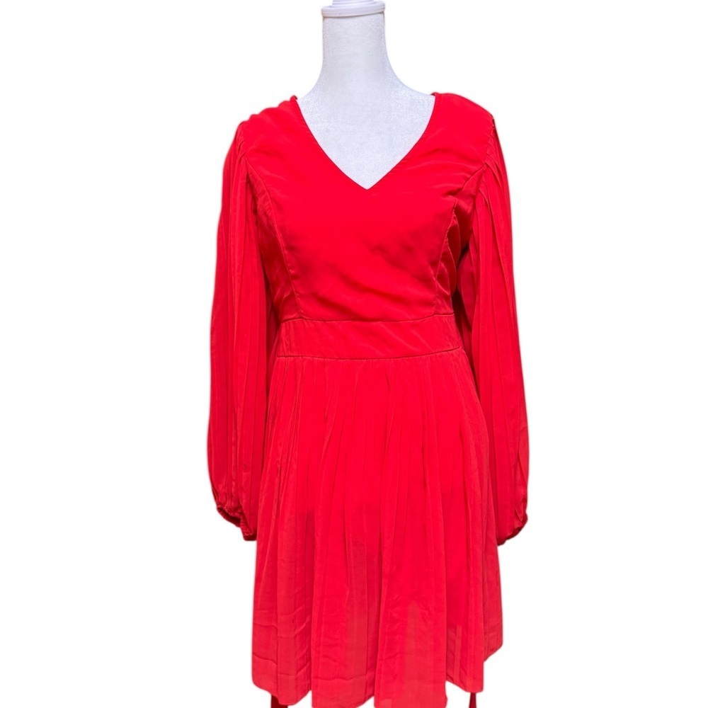 Jessica Simpson Red Long Sleeve Fit & Flare Mini Dress Size L Keyhole Back